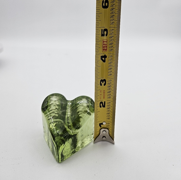 Fire and Light Heart Shaped Green Recycled Glass Paperweight - Picture 7 of 7